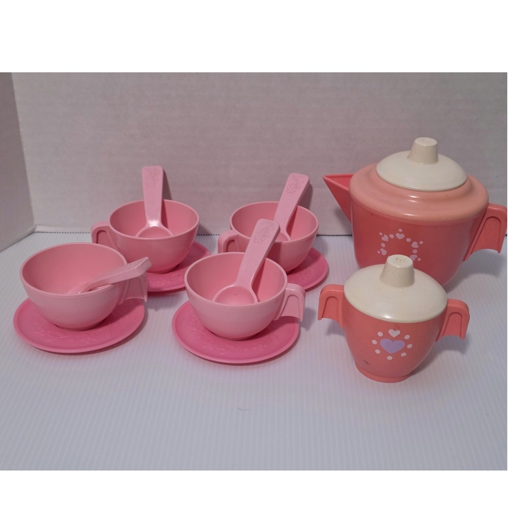 Fisher-Price Tea Set Pink Fair 1982 Vintage Incomplete 14 pieces Nostalgia